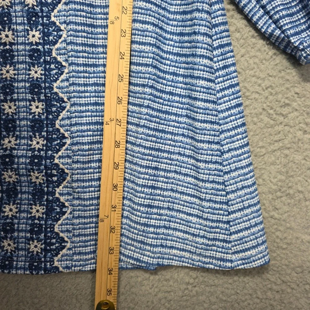CABANA LIFE Womens Pool Beach Dress Size Large ? Blue Embroidered UPF‎ Tassells